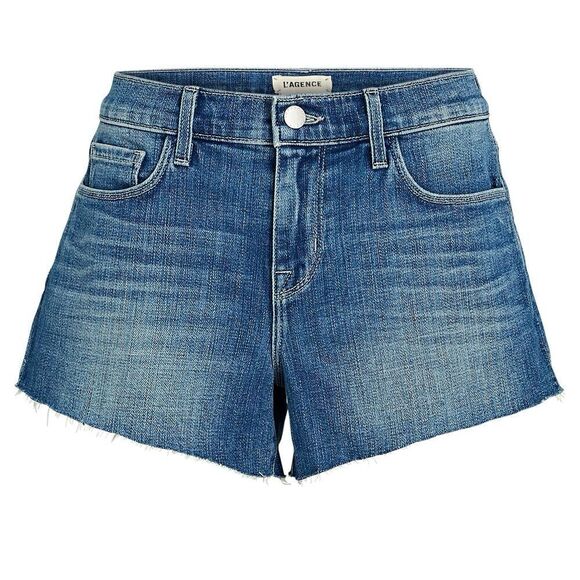 L'AGENCE Mid Rise Audrey Cut-Off Denim Shorts color Lancaster wash size 28 NWT - Picture 1 of 8